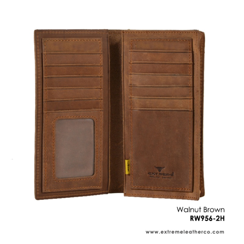 Full Leather Long Wallet with Raw Finishing - 14 Energy Slots (H17