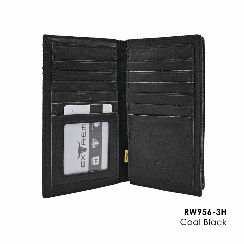 小物 eauk LEATHER LONG WALLET BLACK Full Leather Long Wallet with Raw Finishing - 14 Energy