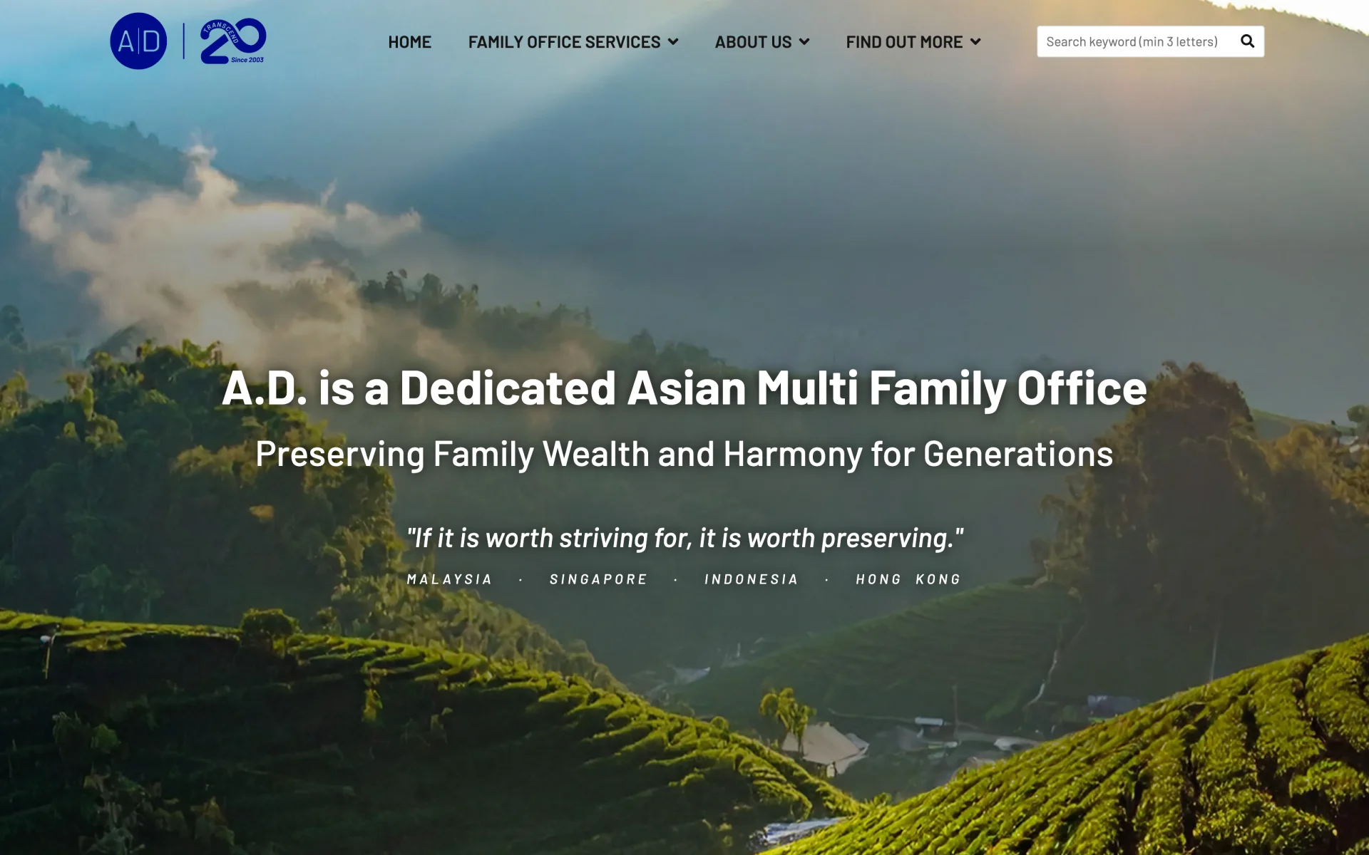 A.D. Financial website on a desktop screen