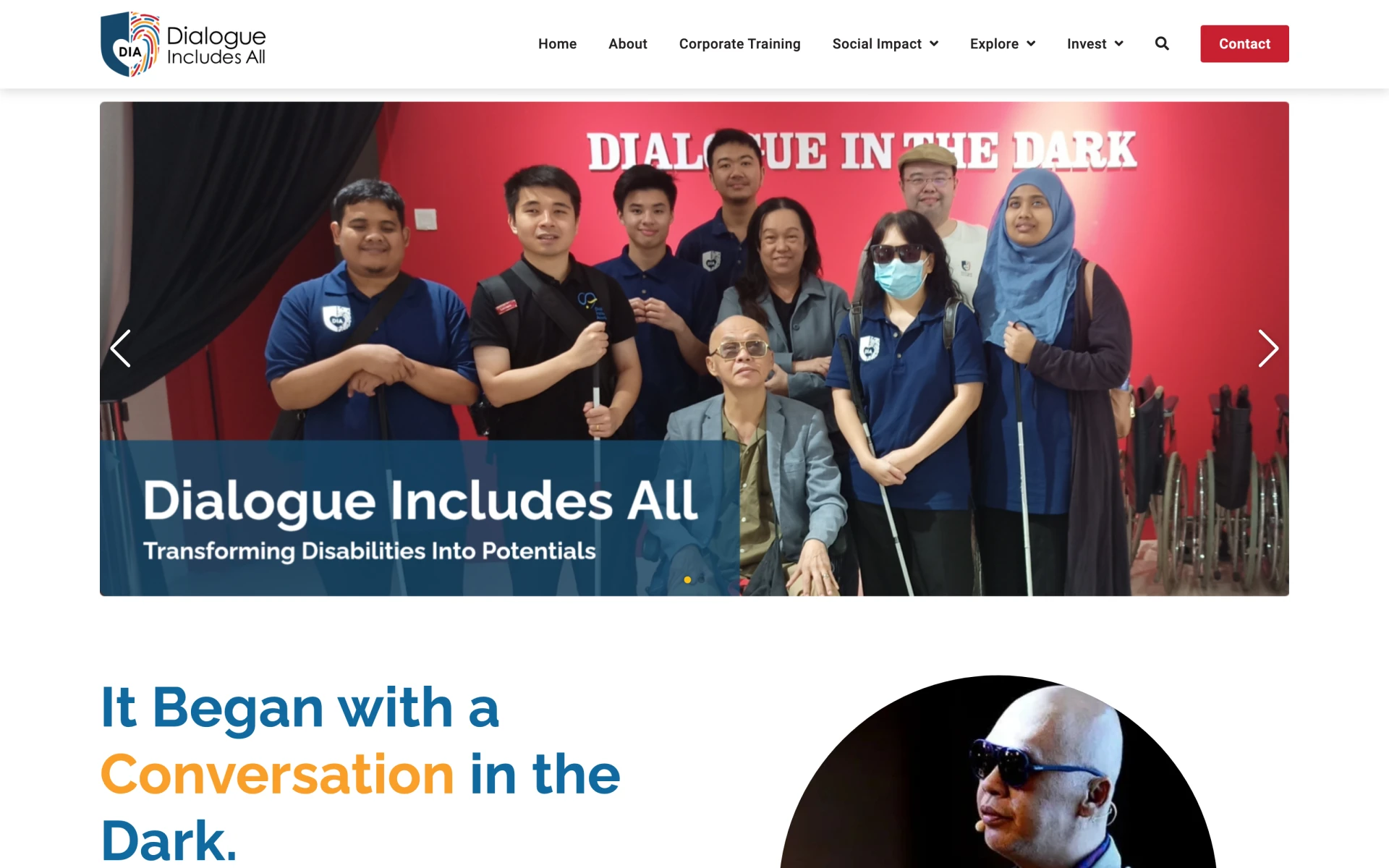 Dialogue Includes All website on a desktop screen