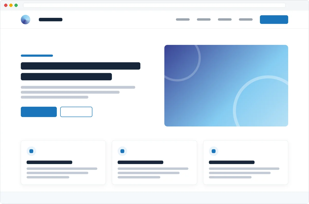 A corporate website: navigation, hero and service cards