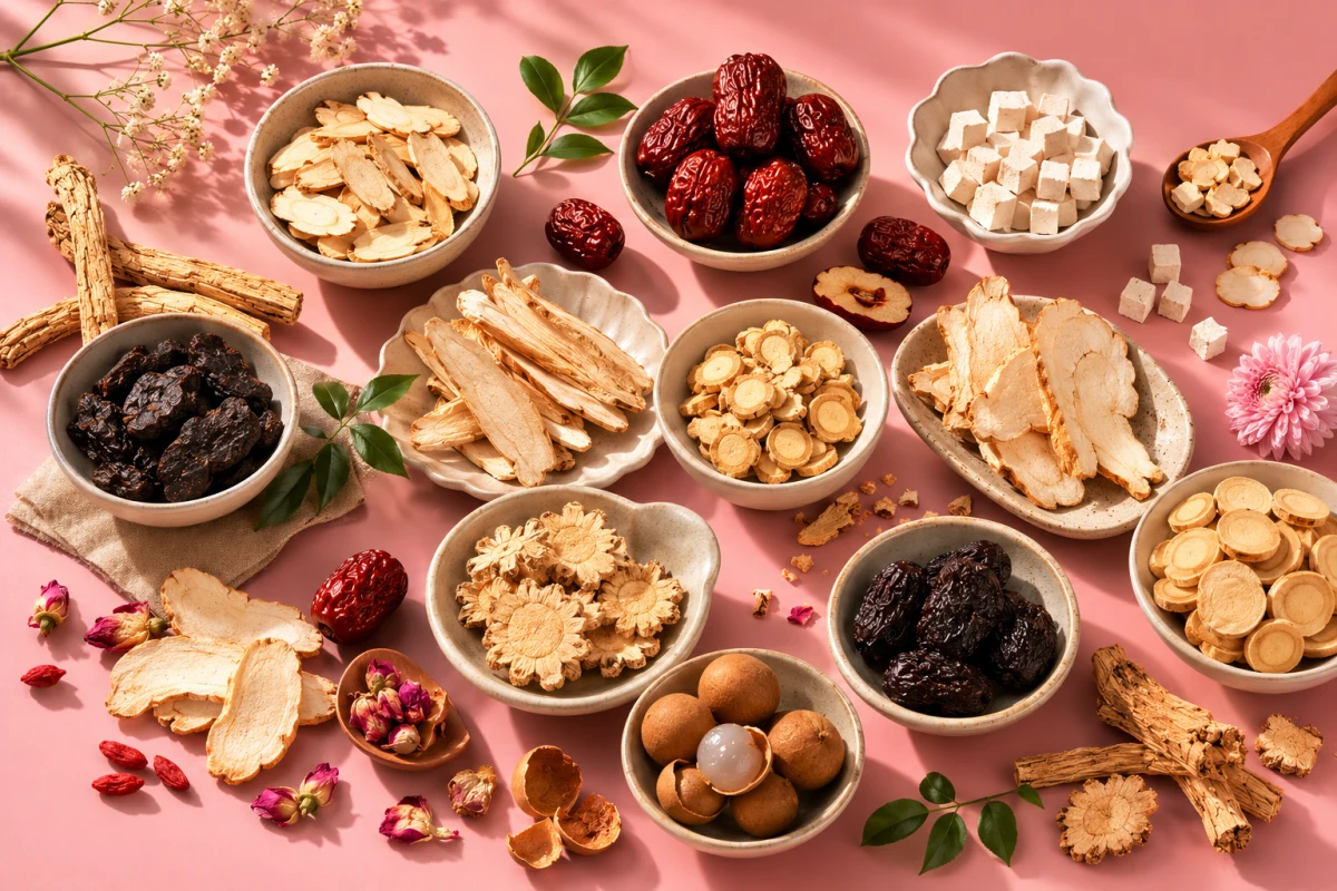 Chinese herbs and red dates bowls