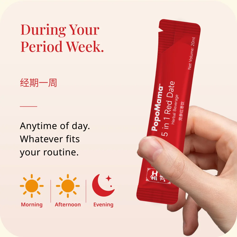 During your period week — anytime of day, whatever fits your routine