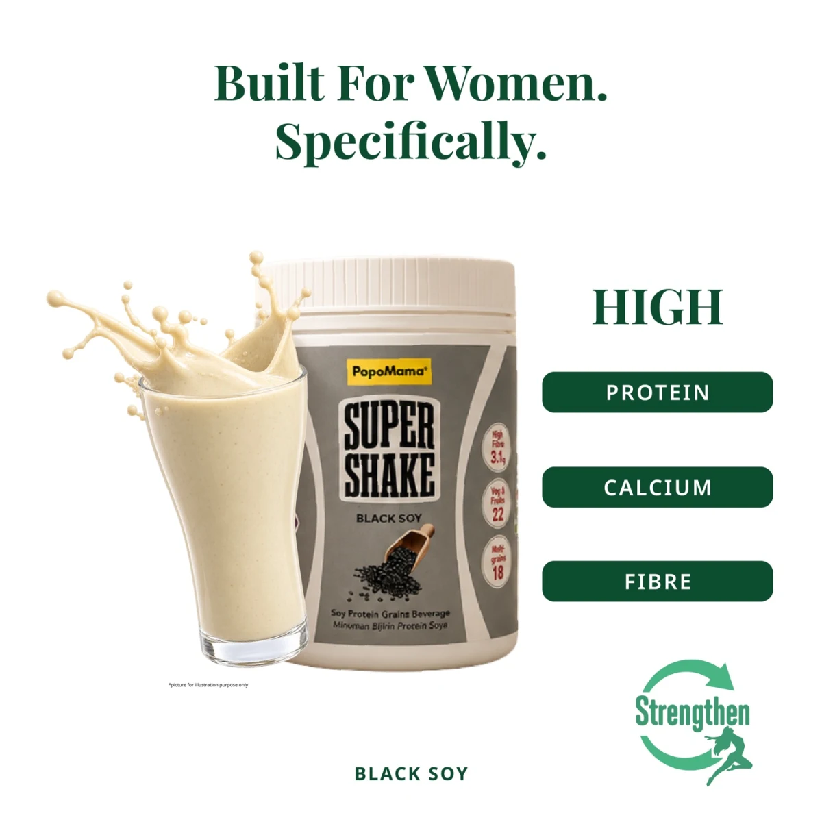 Black Soy: Black Soy: jar, texture and three core nutrition highs