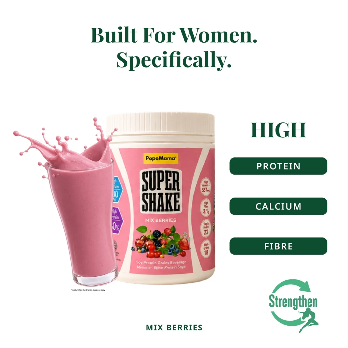 Mix Berries: Mix Berries: jar, texture and three core nutrition highs